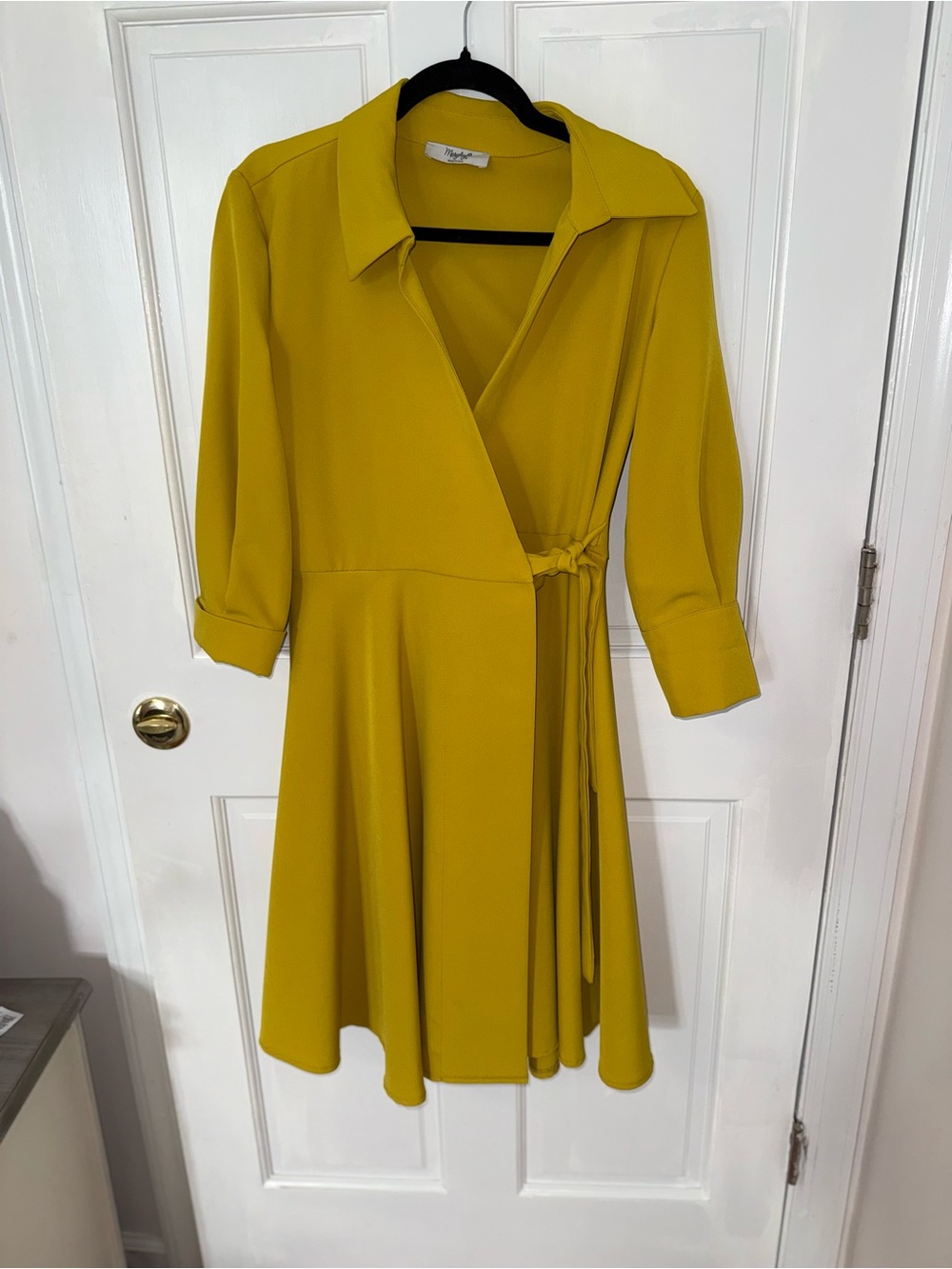 Mango Ochre Wrap Midi Dress